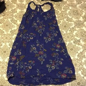 Royal blue floral print t-back sun dress